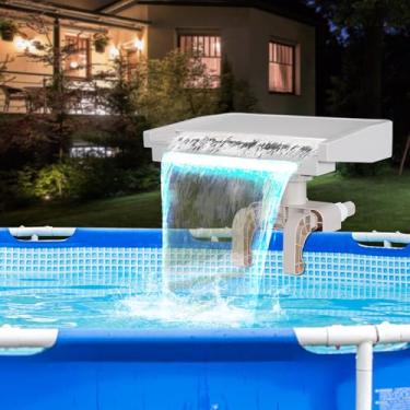 Imagem de Fonte de piscina cachoeira para piscinas acima do solo, acessórios de fixação de piscina, cascata relaxante cascata calmante, serve para várias piscinas (com 7 luzes LED)