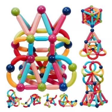 Imagem de Brinquedo Blocos De Montar Magnéticos 56PEÇAS - MAGNETIC