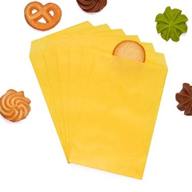Imagem de Sacos de biscoito de papel lisos amarelo limão à prova de gordura 10 x 15 cm para padaria, doces, sobremesa, chocolate, sabonete, presente, convite de casamento, lembrancinha de festa, pacote com 100 da Quotidian (10 x 15 cm)