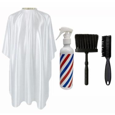 Imagem de Capa Para Corte Barbeiro Borrifador Listrado Espanador Preto Escovinha