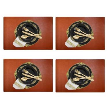 Imagem de Jogo Americano Sousplat Retangular 10 pçs Limpa Facil couro - GENERTOY