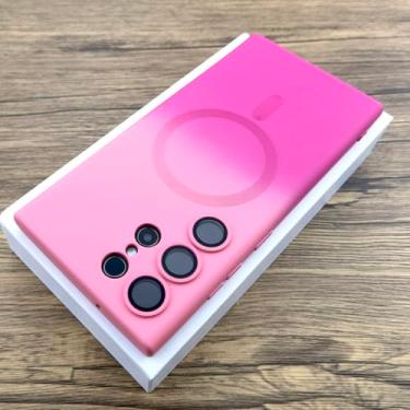 Imagem de Capa de silicone gradiente para Samsung Galaxy S24 S23 S22 S21 S20 Ultra Plus FE Note 20 10 S 24 23 22 S20FE Charge Cover, rosa vermelho, para Samsung S21 Ultra