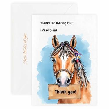 Imagem de MAGJUCHE Cartão de agradecimento para Step Sister – Selo e envelope de cera elegante, papel de 300 g/m², impressão vívida de 600 DPI, 12 x 17 cm, design de cavalo