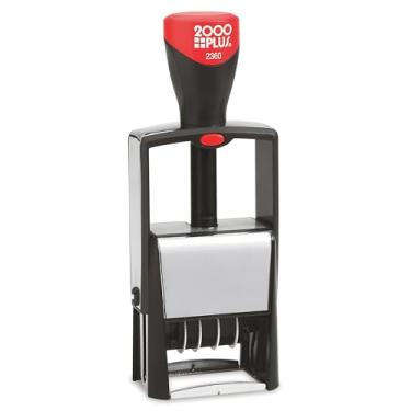 Imagem de 2000 PLUS Carimbo de data de mensagem 4 em 1, ENTERED, FAXED, RECEIVO, PAID, autotinta, impressão de 2,54 cm x 3,17 cm, tinta vermelha e azul (011035)