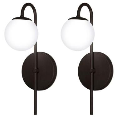 Imagem de Kit 2 Arandela Parede Luminária Jabuticaba Globo Vidro Preto - Singlel
