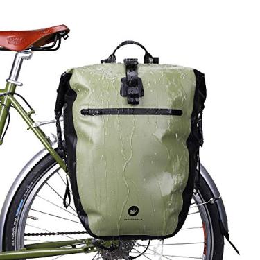 Imagem de HUNTVP Bolsa de bicicleta multifuncional de 27 L, bolsa de bicicleta para ciclismo, banco traseiro, bolsa de bagageiro, bolsa para selim de bicicleta (verde militar)