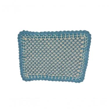 Imagem de Tapete Azul De Crochê Dupla Face Artesanal