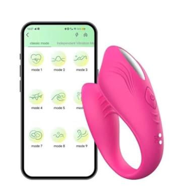 Imagem de Vibrador De Casal Ela App Bluetooth 9 Vibrações Vibrador Recarregável Discreto [PINK] 7388