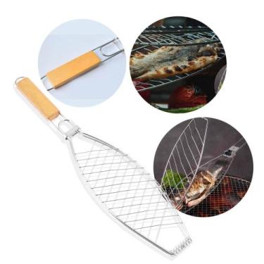 Imagem de Grelha Dupla Churrasco Assar Peixe Modelo HW-501030 - Genérica