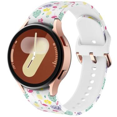Imagem de DEALELE Pulseiras de silicone compatíveis com Samsung Galaxy Watch 7/6 / 5/4 de 40 mm e 44 mm / FE/6 Classic/5 Pro/4 Classic, pulseira de silicone estampada sem lacunas de 20 mm para mulheres e homens