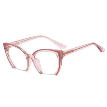 Imagem de Armação de óculos estilo olho de gato retrô sem aro, armação fashion anti-luz azul masculina (rosa)