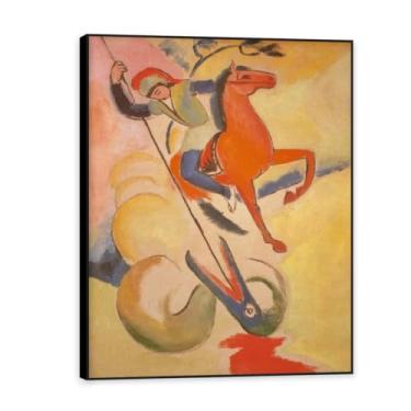 Imagem de NHLDZYH Moldura preta. Impressões August Macke, (sem título 24), reproduções de pinturas famosas, imagem de arte abstrata para sala de estar quarto decoração de casa. 80 x 105 cm-31,5 x 41,3 pol