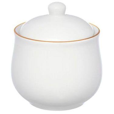 Imagem de Açucareiro De Porcelana Royal Branco Com Borda Dourada 300ml - HAUSKRA