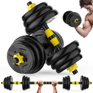 Imagem de JJM Conjunto De Halteres Ajustáveis, Barras Peso Livre 44/66 Lb Com Conectores, Que Se Converte Em Barra, Para Exercícios Academia Casa, Equipamentos Fitness Femininos E Masculinos (44 Libras)