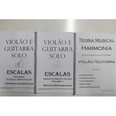 Imagem de Apostilas Violão Guitarra 3 Volumes 304 PágTeorias Escalas - Academia 