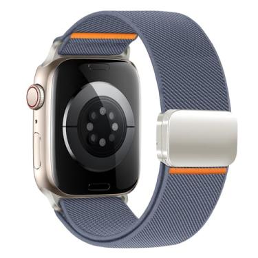 Imagem de Pulseiras masculinas de nylon para Apple Watch Ultra 2 de 49 mm, 46 mm, 45 mm, 44 mm e 42 mm, pulseira esportiva elástica de tecido elástico para Apple Watch séries 10 9 8 7 6 5 4 3 SE Ultra2/Ultra