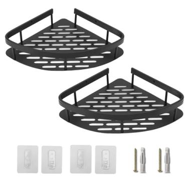 Imagem de Kit 2 Peças de Prateleira de Canto Triangular, Suporte em Inox para Banheiro, Cozinha, Lavanderia, Instalação Sem Furar