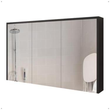 Imagem de Espelheira Banheiro Trindade 3 Portas Com Amortecedor(PRETO)