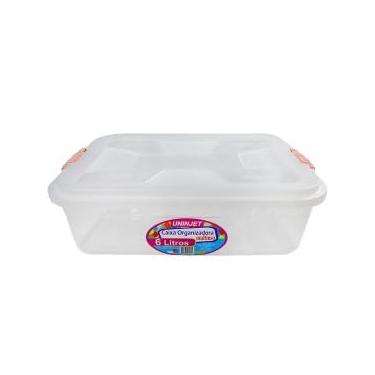 Imagem de Caixa Organizadora Multiuso Transparente, 6 Litros, 35,5 x 24,5 x 10,5 cm, Material Polipropileno