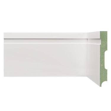 Imagem de Kit Rodapé de MDF 20 Barras Frisadas de 12cm x 2,40m Rende 48 Metros Moldufama Branco