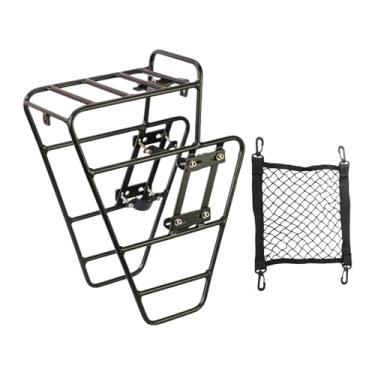 Imagem de kowaku Suporte de carga frontal para bicicleta, acessório para bicicleta de turismo, prateleira para bagagem, suporte de bagagem de alumínio para turismo, com Bolsa de Rede