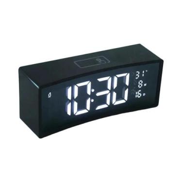 Imagem de Despertador Digital Inteligente LED Com Tela Curva E Fonte 3D Flutuant