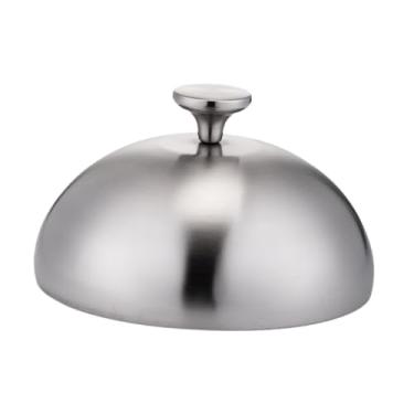 Imagem de Bothyi Tampa de hambúrguer de aço inoxidável, cúpula de derretimento de queijo, resistente com alça, cúpulas de grelha práticas, acessório para grelhar bifes, Prateado, Diâmetro 22 Cm
