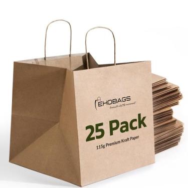 Imagem de Sacos de presente EKOBAGS Sienna Kraft Paper 12x8x13", pacote com 25 -