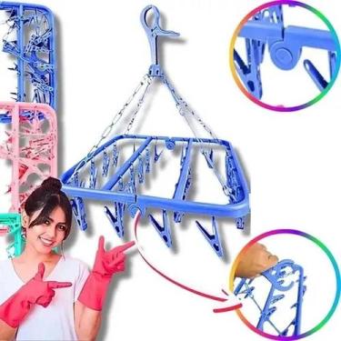 Imagem de Varal Dobrável 24 Prendedores para Meias e Roupas Íntimas - CLEAN TECH