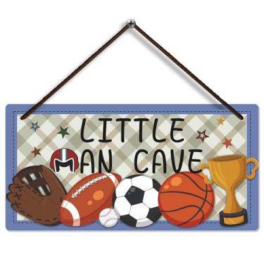 Imagem de fun-plus Placa de Caverna Do Homenzinho, Decoração de Quarto de Meninos, Futebol, Basquete, Beisebol, Futebol, Arte de Parede, Placa para Pendurar Na Porta, para Quarto de Bebê, Be (, Esportes)