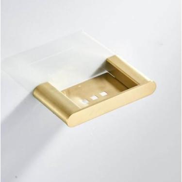 Imagem de Conjunto de toalheiro e suporte para papel higiênico em aço inoxidável 304 dourado escovado - ferragens para banheiro, saboneteira