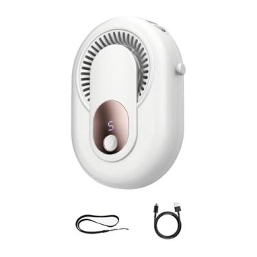 Imagem de IEUDNS Ventilador de cintura portátil, acessórios, presentes leves, ventilador de mesa portátil para pendurar no pescoço, para pesca ao ar livre, caminhadas, Branco