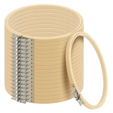 Imagem de SEHOI 18 Peças De Bastidor Bambu 8" Para Bordado, Argolas Madeira Redondas Ajustáveis Ponto Cruz, Artesanato E Costura Prática