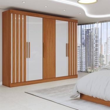 Imagem de Guarda Roupa Casal Prince 5 Portas 2 Gavetas Freijo/Off White - Panorama Móveis