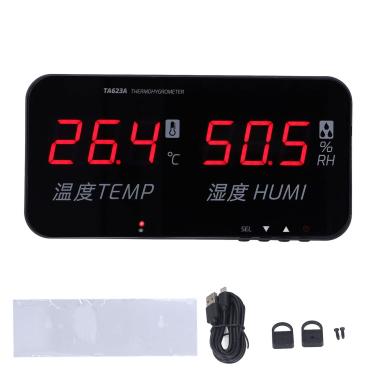 Imagem de TA623A Display Digital Grande Medidor de Temperatura e Umidade, Higrômetro LED Tela Medidor de Estufa Galpão Industrial