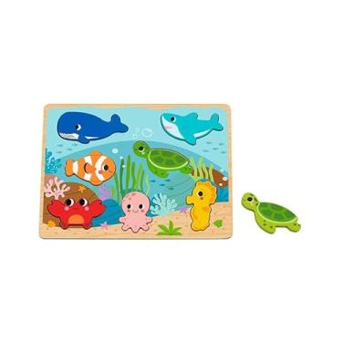 Imagem de Hi Pando Brinquedo Educativo Madeira Encaixe Fundo do Mar