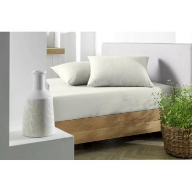 Imagem de Lençol De Malha 100% Algodão Com Elástico Casal Soft - Marfim