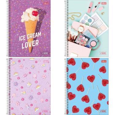 Imagem de Caderno Espiral Tilibra Universitário Capa Dura 10 Matérias Vibe Feminino - Embalagem com 4 Unidades