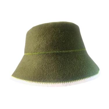 Imagem de Ｂｅｓｇａ Chapéu de feltro para sauna, acessórios resistentes ao calor, touca de sauna estilosa, chapéu de banho russo para sauna a vapor, banho, chuveiro, Verde Escuro