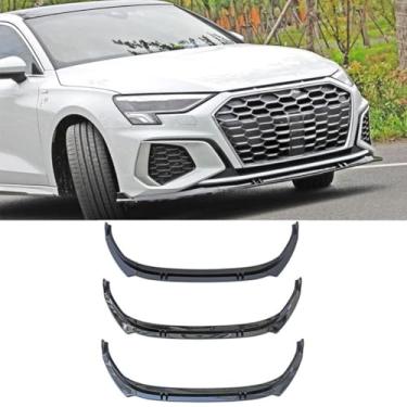 Imagem de 3 peças para para-choque dianteiro do carro, spoiler, difusor labial, peça de modificação para A3 S3 2020-2021 acessórios de capa protetora de para-choque (preto fosco)