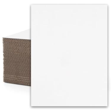 Imagem de MBC MAT BOARD CENTER Centro De Papelão Ondulado, Pacote Com 50 Folhas Ondulado 12X16, 1/16" Espessura, Encartes Planos Para Envio, Embalagem E Suporte, Cartão Artesanal (Branco Em Um Lado)