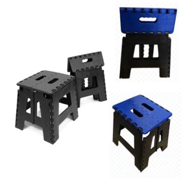 Imagem de 2 Banquinhos Banquetas Plástico Dobrável Resistente Retrátil, Camping, Pesca, Praia e Uso Residencial 32 cm