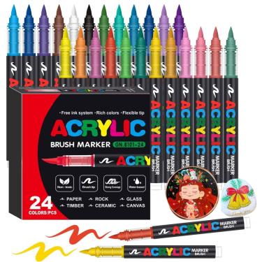 Imagem de Marcadores de tinta acrílica Amamao Soft Brush Tip 24 cores