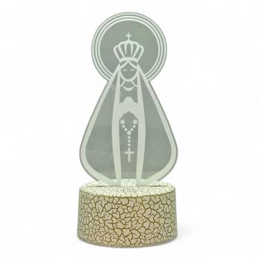 Imagem de Luminária Rgb Nossa Senhora com e Terço Base Branca 19 cm