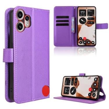 Imagem de Elubugod Capa de couro compatível com Nothing CMF Phone 2 Pro, capa flip de couro PU compatível com Nothing CMF Phone 2 Pro capa roxa