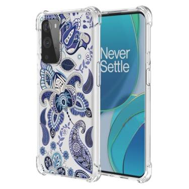 Imagem de JDYGWK Capa para Oneplus 9 1+ 9 com estampa floral transparente, silicone TPU macio, fina, à prova de choque, capa protetora antiarranhões para Oneplus 9, azul encantador