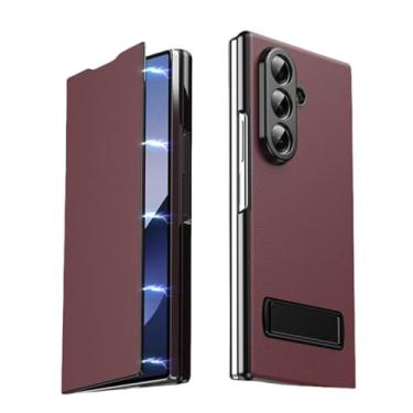 Imagem de Capa para Galaxy Z Fold6 Business Couro Invisível Suporte Suporte Bumper Capa Fina (Para Galaxy Z Fold6/vinho tinto)