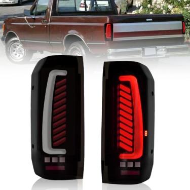 Imagem de 2 peças de luzes traseiras de LED compatíveis com Ford F150 Bronco F250 F350 1989-1996 conjunto de lâmpadas traseiras de caminhão, 1 par de lentes fumê de luzes traseiras