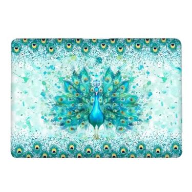 Imagem de Yicomon Compatível com MacBook Air 15 polegadas 2023 M2 2025 chip M4 modelo A2941 A3241, capa rígida de plástico para Mac Air 15 com Touch ID (2023) - Pavão azul