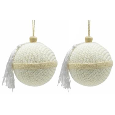 Imagem de Caixa com 2 Bolas de Natal Decorada Branco Com Pingente 10cm
